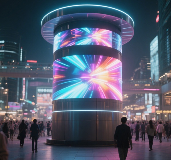 Pour les écrans LED des halls d'exposition, quel design (plat ou incurvé) véhicule une esthétique plus sophistiquée ?